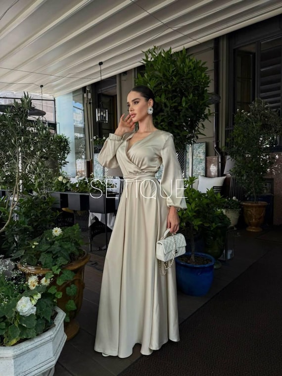 ladies long sleeve shirt dress Pure Silk Midi Dresses Long Sleeve Button Down Silk Shirt Dress Green / S