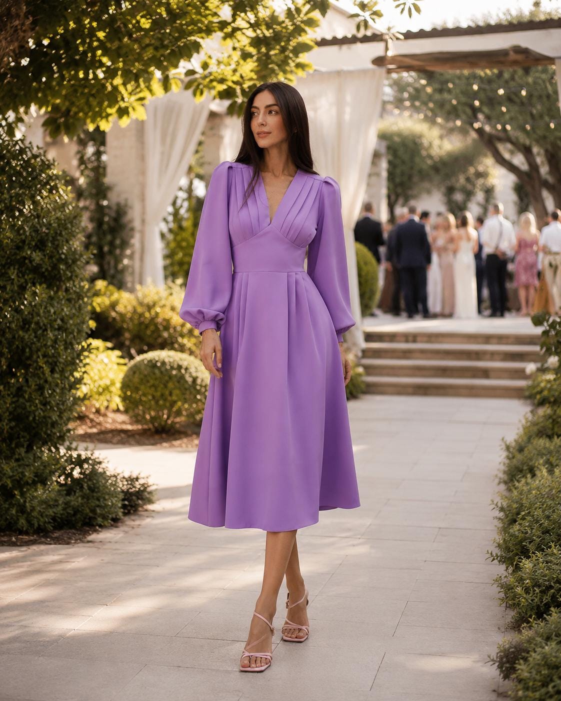 long sleeve dress with ruffles Brown Velvet A Line V-Neck Sleeves Formal august 25 ats Summer Wedding Dresses | Size:6.5 US Women (3.5 AU/UK) APlace Of Origin