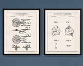 Star Trek Print Set of 2, Patent Art Prints, USS Enterprise Communicator Patent, Star Trek Gift, Wall Art, Printed or Printable Files