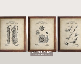Vintage Golf Patent Prints | Set of 3 |  Vintage Golf Wall Art | Perfect Gift for Golfers  |  Art  Print Set
