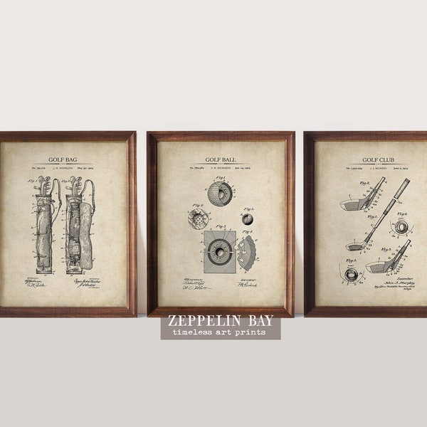 Vintage Golf Patent Prints | Set of 3 |  Vintage Golf Wall Art | Perfect Gift for Golfers  |  Art  Print Set