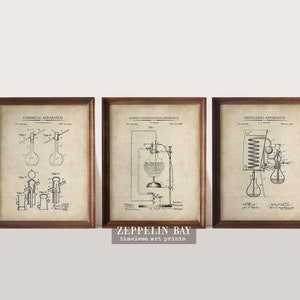 Chemist Gift | Chemistry Print Set of 3 | Vintage Chemistry Patent Art Prints | Chemistry Wall Art | Science  Art  Print Set