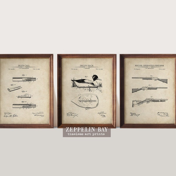 Duck Hunting Gift | Duck Hunting Patent Art Prints | Set of 3 | Hunting Wall Art, Wall Decor, Gift for Duck Hunters