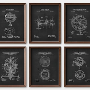 Astronomy Print Set of 6, Astronomy Patent Art Prints, Astronomy Wall Decor, Celestial Wall Art, Gift for Astronomer,  Art  Print Set