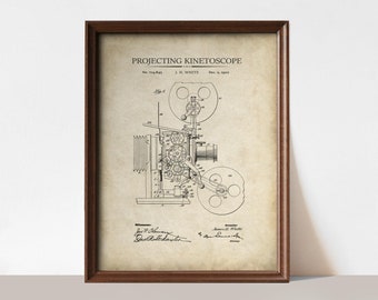 Vintage Movie Projector Patent Print |  Movie Lover Wall Decor | Perfect Gift for Film makers & Movie Enthusiasts | Art Print