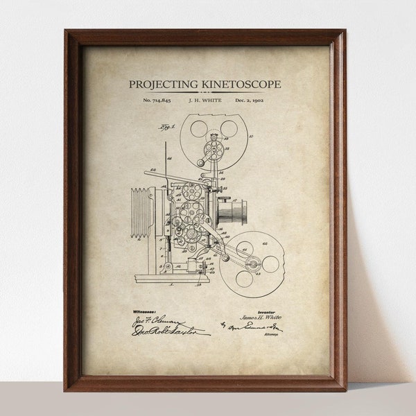 Vintage Movie Projector Patent Print |  Movie Lover Wall Decor | Perfect Gift for Film makers & Movie Enthusiasts | Art Print