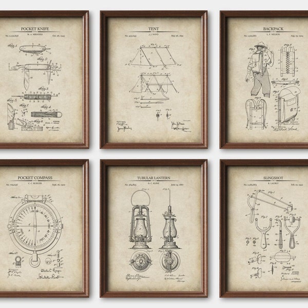 Boy Scout Patent Art Prints | Set of 6 | Scout Gift, Boy Scout Gift, Camping Wall Art, Scout Room Decor,  Art    Print Set