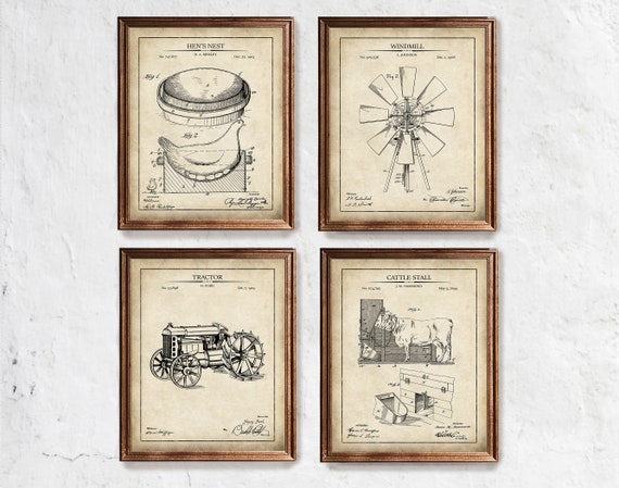 Vintage Farmhouse Prints Patent Art Wall Vintage Farmhouse Prints, Vintage Farm Prints