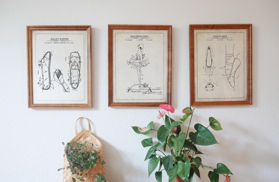 Ballet Print Set, Ballerina Gift, Ballet Wall Art, Ballet Patent Prints, Ballerina Room Decor, Vintage Ballerina Wall Decor, Printed/Digital