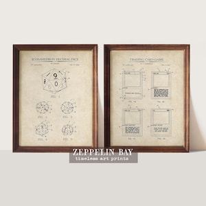 Magic Patent Prints | Set of 2 |  Trading Card Game Wall Art | Game Room Decor |  Gift for Magic Players | D20 Print, Geeky Decor