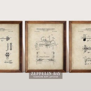 Weightlifting Patent Prints | Set of 3 | Gift for Bodybuilder | Weightlifting Wall Art | Gym Wall Decor | Gym Posters |  Art  Print Set