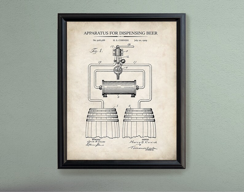 Beer Brewing Gift Vintage Beer Patent Prints & Hops Etsy