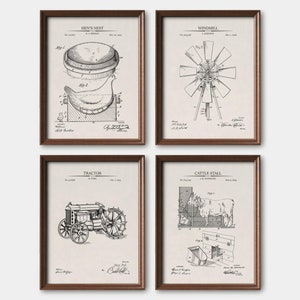 Vintage Farmhouse Prints, Farmhouse Patent Art, Farmhouse Wall Decor, Farm Prints, Farmouse Gift,  Art    Print Set