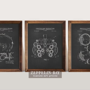 Gift for Ophthalmologist or Optometrist | Vintage Optometry Patents | Medical Wall Decor | Eye Clinic Decor |   Art  Print Set