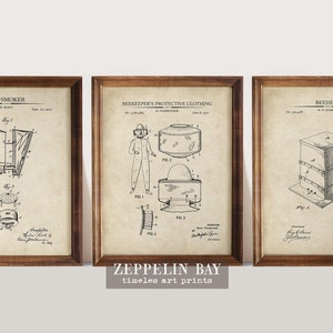 Beekeeper Gift | Beekeeping Patent Prints | Set of 3 | Beekeeping Wall Art, Beekeeping Gift Prints, Patent Art,  Art    Prints