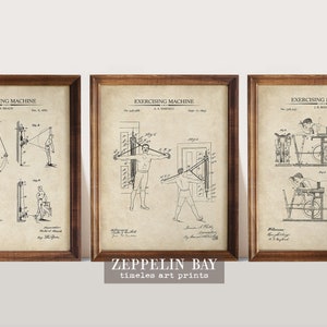 Vintage Workout Patent Prints, Bodybuilder Gift, Vintage Exercise Machines, Gym Wall Decor, Bodybuilding Posters,  Art  Print Set