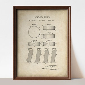 Hockey Puck Art Print, Ice Hockey Gift, Vintage Patent Art Print, Ice Hockey Wall Art image 1