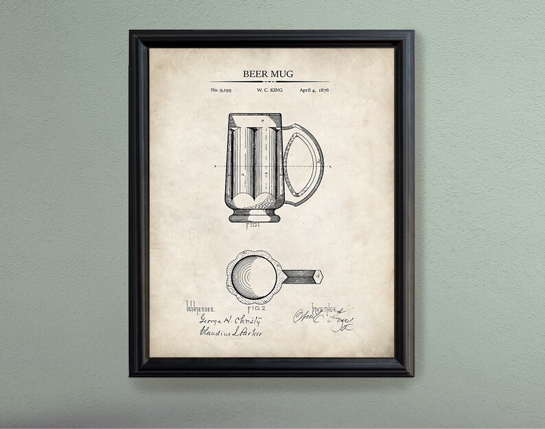 Beer Brewing Gift Vintage Beer Patent Prints & Hops Etsy