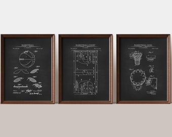 Basketball Patent Prints | Set of 3 | Basketball Wall Decor | Gift for Basketball Players & Fans | Basketball Inventions,  Art Print Set