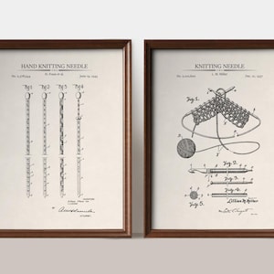 Knitting Gift | Knitting Print Set of 2 | Vintage Knitting Patent Art Prints | Gift for Knitters |   Art  Prints