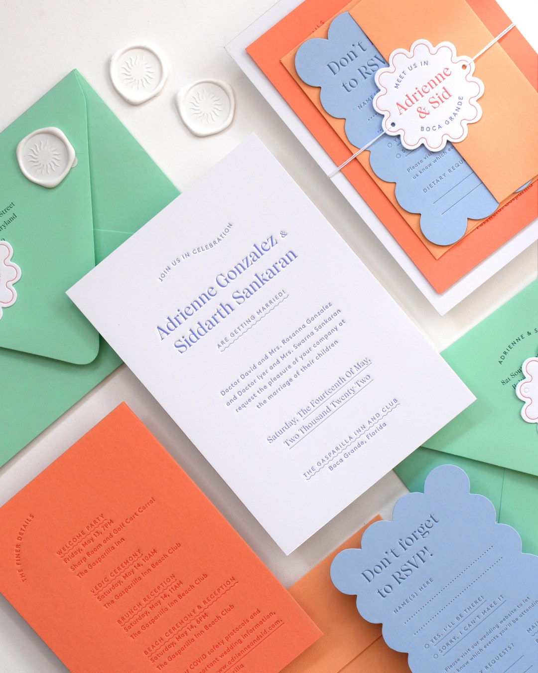 Colorful Wedding Invitations | Letterpress Wedding Invitation | Modern ...