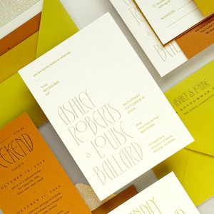 Art Nouveau Wedding Invitations | Colorful Wedding Invitations | Letterpress Wedding Invitation Sample | Gold Foil | Nouveau