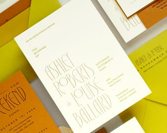 Art Nouveau Wedding Invitations | Colorful Wedding Invitations | Letterpress Wedding Invitation Sample | Gold Foil | Nouveau