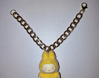 Bag charm l Chunky Cuban Chain Necklace with labubu