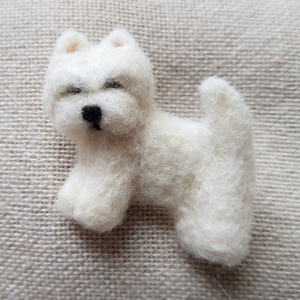 Adorable Wee Westie Brooch Needle Felted West Highland Terrier