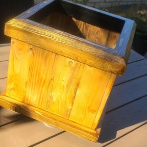 Elegant Pine Planter Box: Charred Wood, Dark Walnut Finish (14x14x15in)