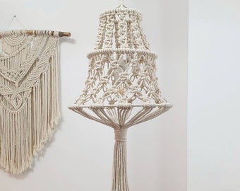 Ceiling lamp made with macramé / Knot technique made with cotton rope 100% unique and elegant design Handmade lamp