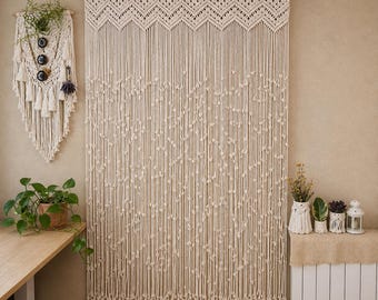 Schritt-für-Schritt-Anleitung für Makramee-Vorhänge | Ausführliches PDF-Tutorial | Einfaches Muster | Boho-Dekor | Makramee-Tür selber machen