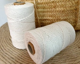 2mm rope of natural cotton 100% made in Spain ideal for designs with delicate Macramé, gifts, gardening, crafts, arrangements
