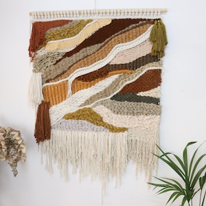 Macrame wall hanging tapestry and textile art SAND handmade home decor cotton ROPE, ropes, fabrics, wool HANDMADE