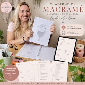 PDF Digital para Emprendedoras Creativas | Planner de Macramé Imprimible | Cuaderno de Macramé Imprimible | Planner Creativo para Bocetos