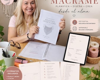 PDF Digital para Emprendedoras Creativas | Planner de Macramé Imprimible | Cuaderno de Macramé Imprimible | Planner Creativo para Bocetos