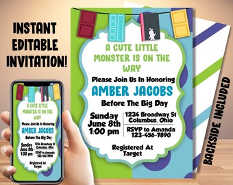 Monsters Inc Baby Shower Invitations Etsy
