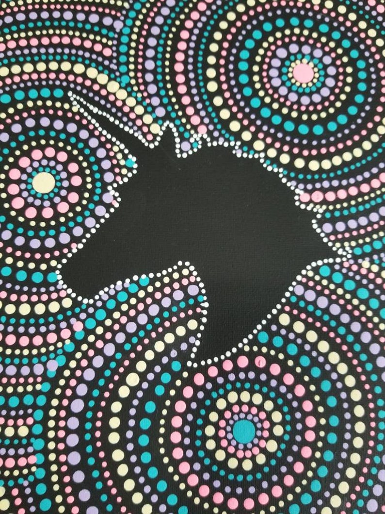 Unicorn Silhouette Dot Painting // 8x10 Inch Canvas // Mandala Etsy