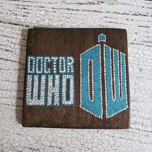 Doctor who dot art painting // logo decor // blue tardis // hanging wall art // doctor who lover gifts // pick your size // wood decor