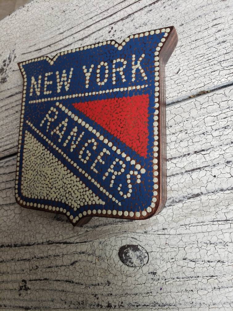 NY Rangers Dot Art // Wood Sign // Wall Hanging // Wooden Decor // Home ...
