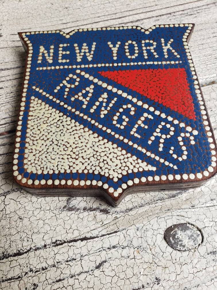 NY Rangers Dot Art // Wood Sign // Wall Hanging // Wooden Decor // Home ...