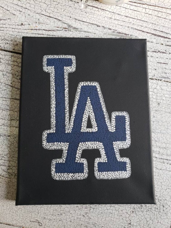 La Dodgers Dot Art Painting 8x10 Inch Canvas Mlb Decor Etsy