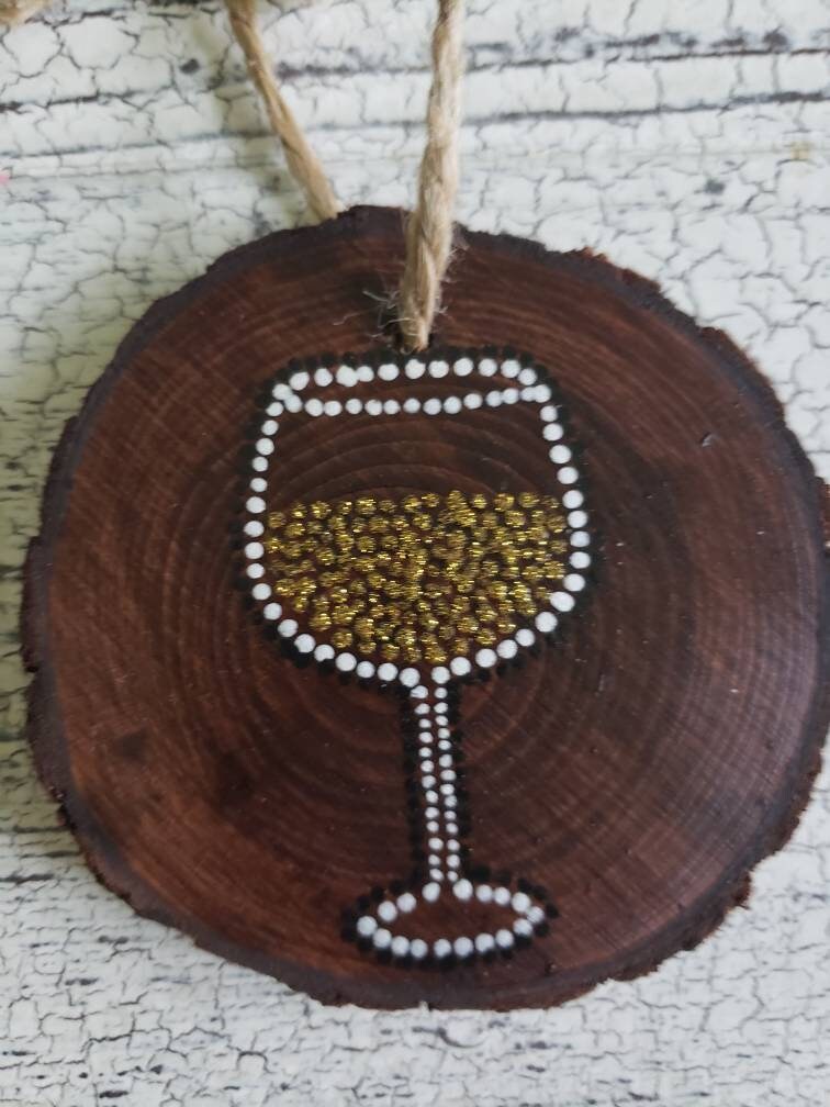 Wine Glass Ornament / White Wine Lovers Gift / Ornaments Under Etsy