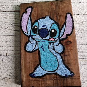 Stitch dot art // hand painted wood art // wooden wall hanging // home decor // wall decor // kids room decor // lilo and stitch gifts