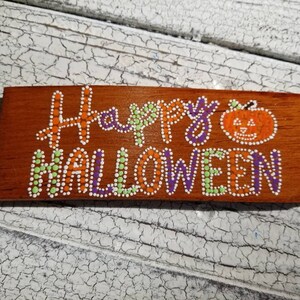 Happy Halloween pumpkin dot art sign // wood dot painting // home decor // fall wall art // Halloween decor // pumpkin decor // unique gifts