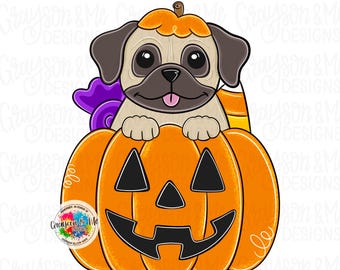 Pug Pumpkin Door Hanger Template: Fall Halloween Decor (PDF Pattern)
