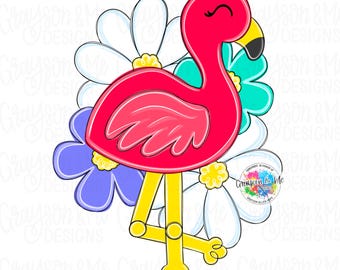 Flamingo Flower Door Hanger Template: Summer Tropical Bird (Digital Download)