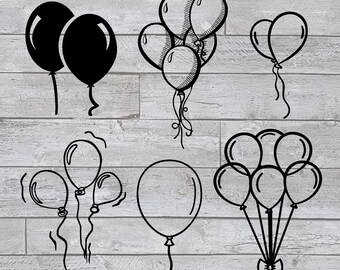 digital download Balloon svg png regular heart star shape Balloon set with and without ribbons digital download Balloon svg png regular heart star shape Balloon set with and without ribbons
