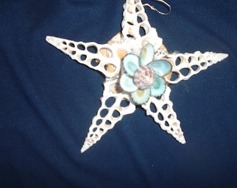 Handcrafted Christmas Tree Shell Ornament Tree Topper