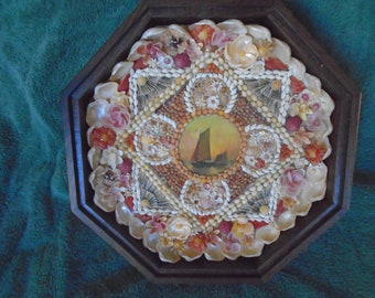 Handcrafted Sailors Valentine &quot;Sunset Sail&quot; 13&quot;